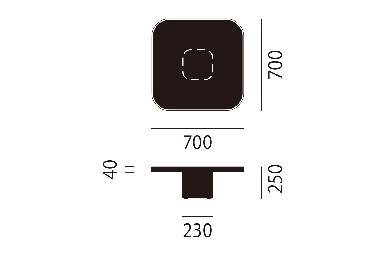 クラシコン ボウ コーヒーテーブル NO.2 サイズ詳細