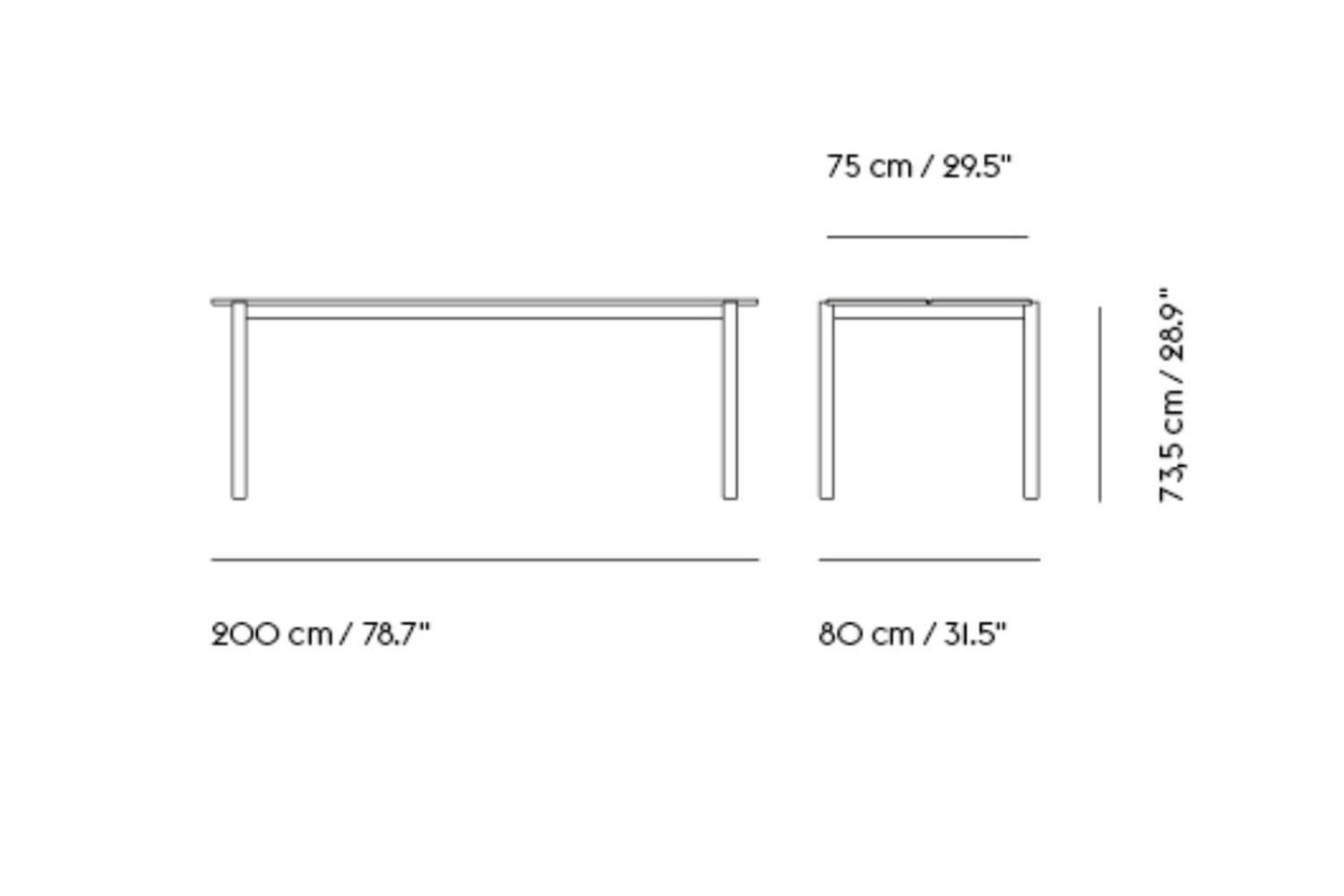 ムート リニアスチールテーブル 横幅：200cm