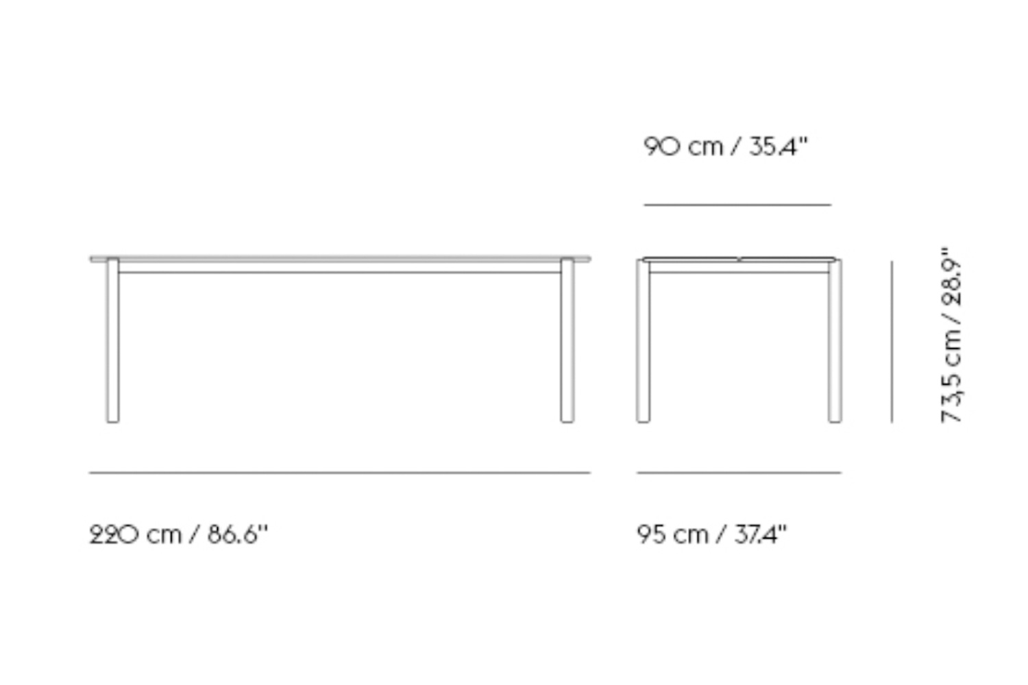 ムート リニアスチールテーブル 横幅：220cm