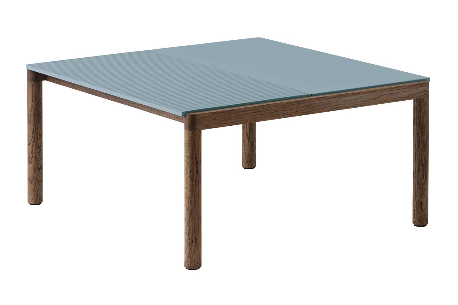 ムート カップル コーヒー テーブル 84×84×40 cm モデルタイプ：ウェービー×プレーン／カラー：ペールブルー／フレーム：ダークオイルドオーク