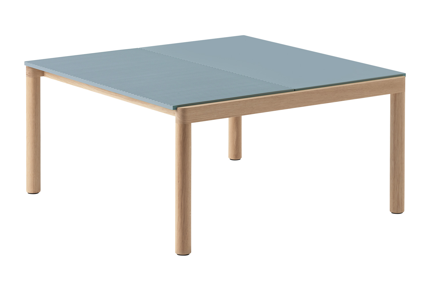 ムート カップル コーヒー テーブル 84×84×40 cm モデルタイプ：ウェービー×プレーン／カラー：ペールブルー／フレーム：オーク