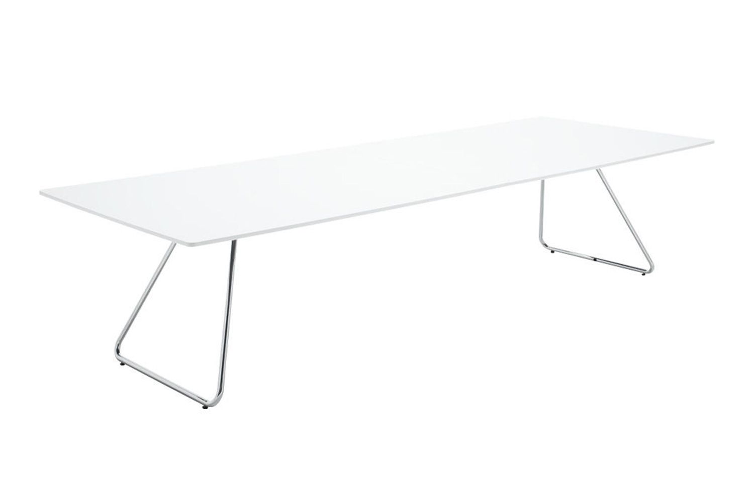 アイプラス 006: ミーティングテーブル 320cm 天板：ホワイト / フレーム：クローム