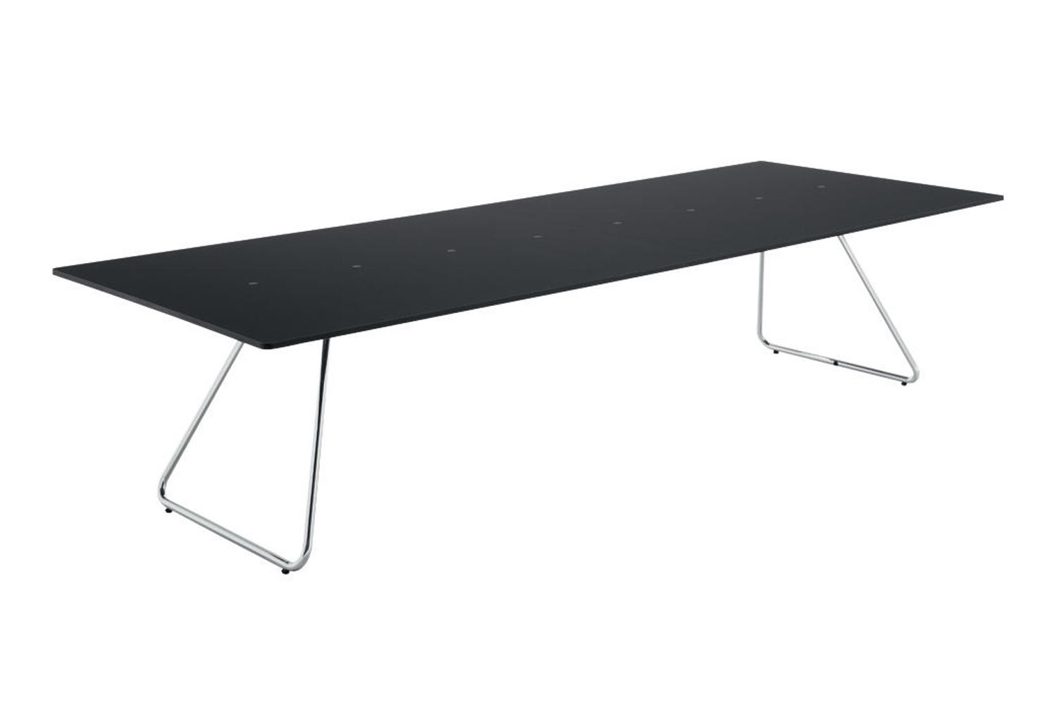 アイプラス 006: ミーティングテーブル 320cm 天板：ブラック / フレーム：クローム