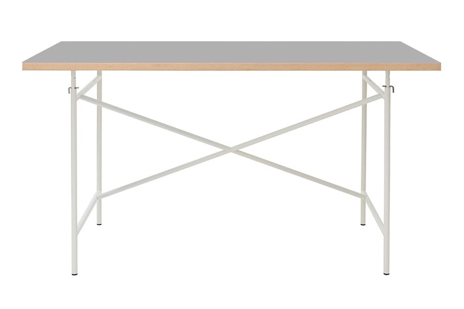 リチャード ランパート アイアーマン テーブル リノリウム ぺブルグレー 120 / 140 / 160cm W140cm / フレーム：ホワイト