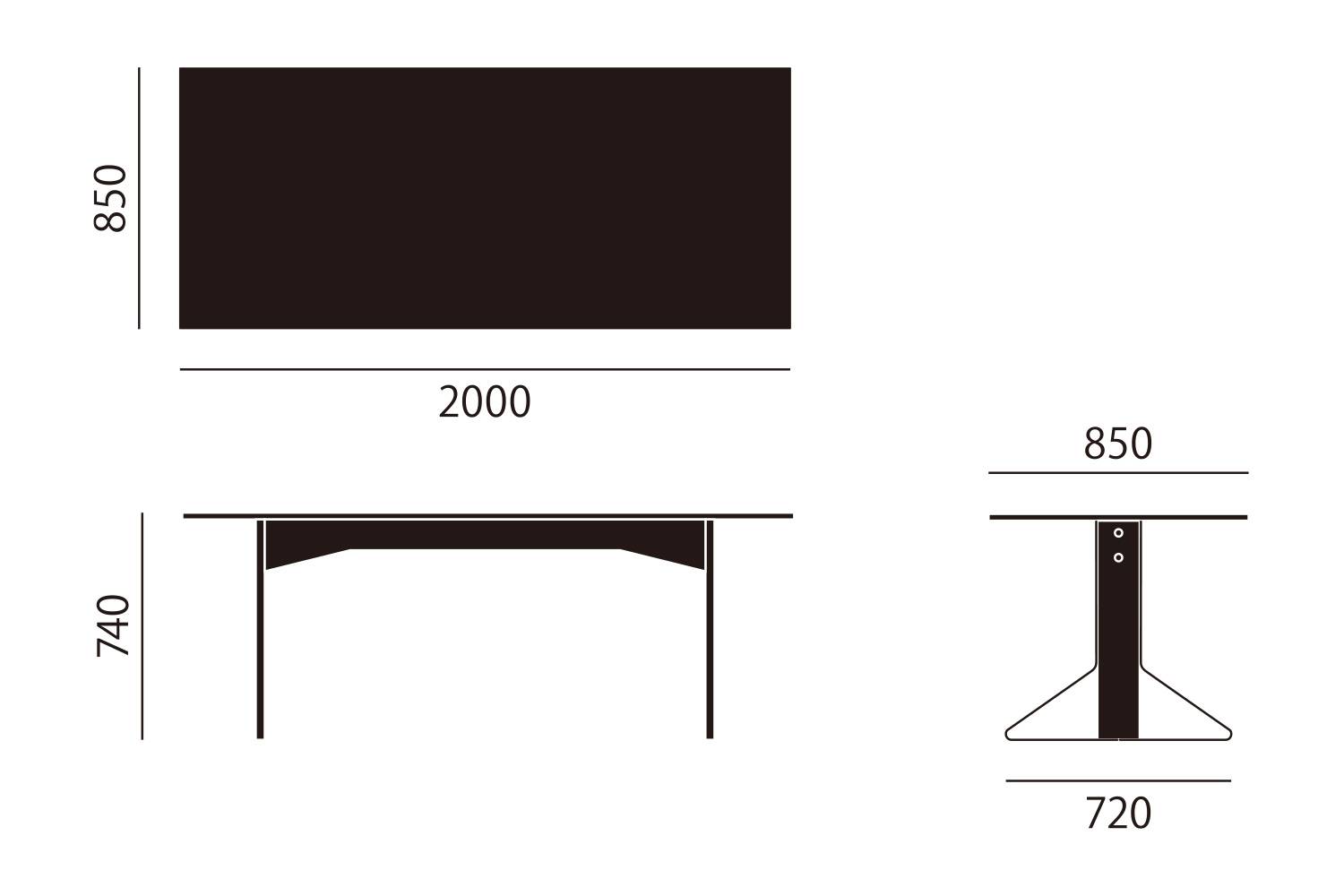 アルテック REB012 / REB001 / REB002 カアリ テーブル 長方形 REB001 サイズ詳細