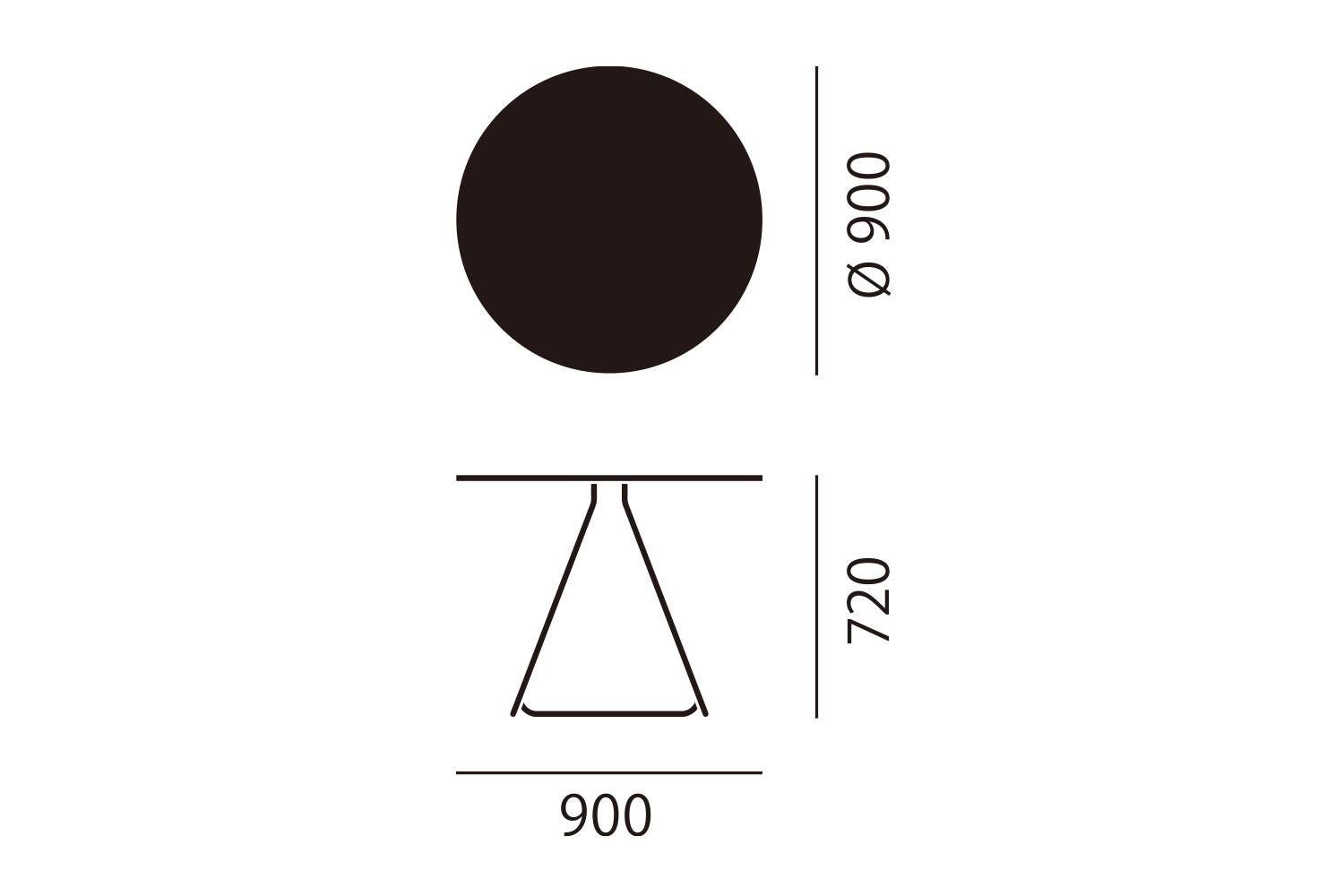 アイプラス 005: テーブル ラウンド 75cm / 90cm 直径：90cm サイズ詳細