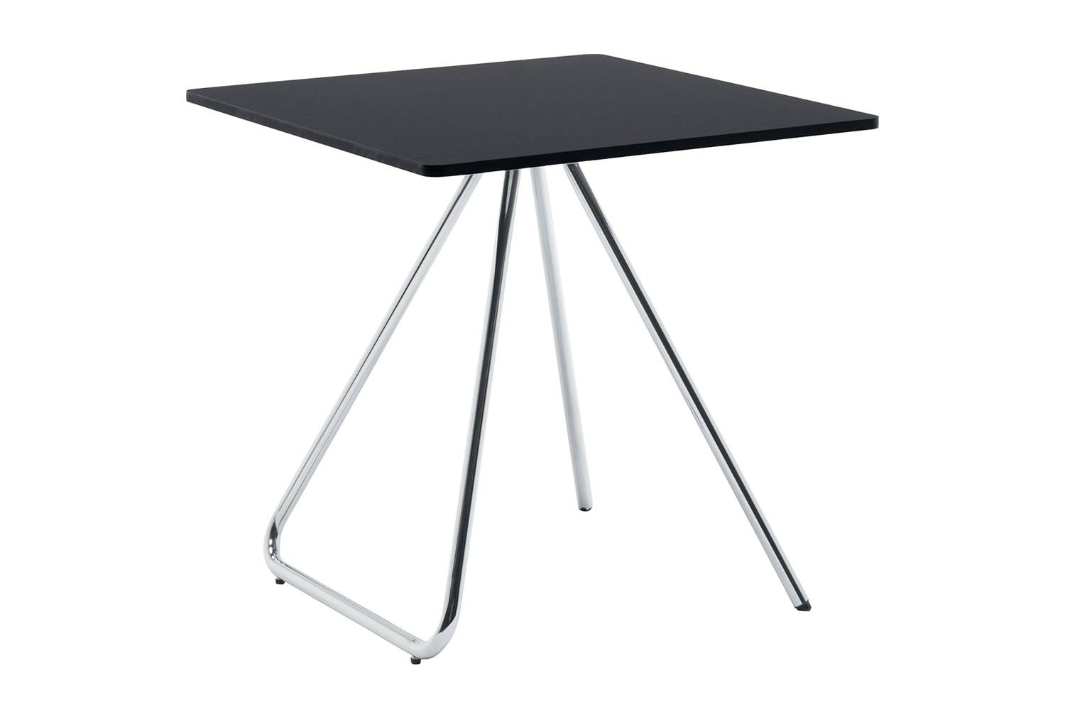 アイプラス 005: テーブル スクエア 75cm / 90cm 天板：ブラック / フレーム：クローム