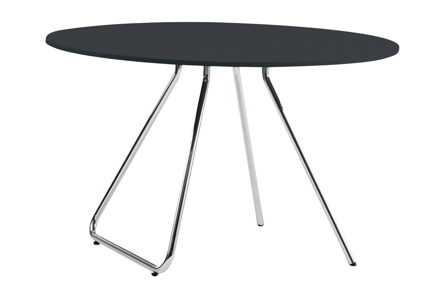 アイプラス 005: テーブル ラウンド 直径：120cm 天板：ブラック / フレーム：クローム