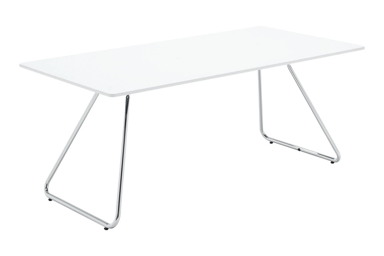アイプラス 006: ミーティングテーブル 180cm 天板：ホワイト / フレーム：クローム