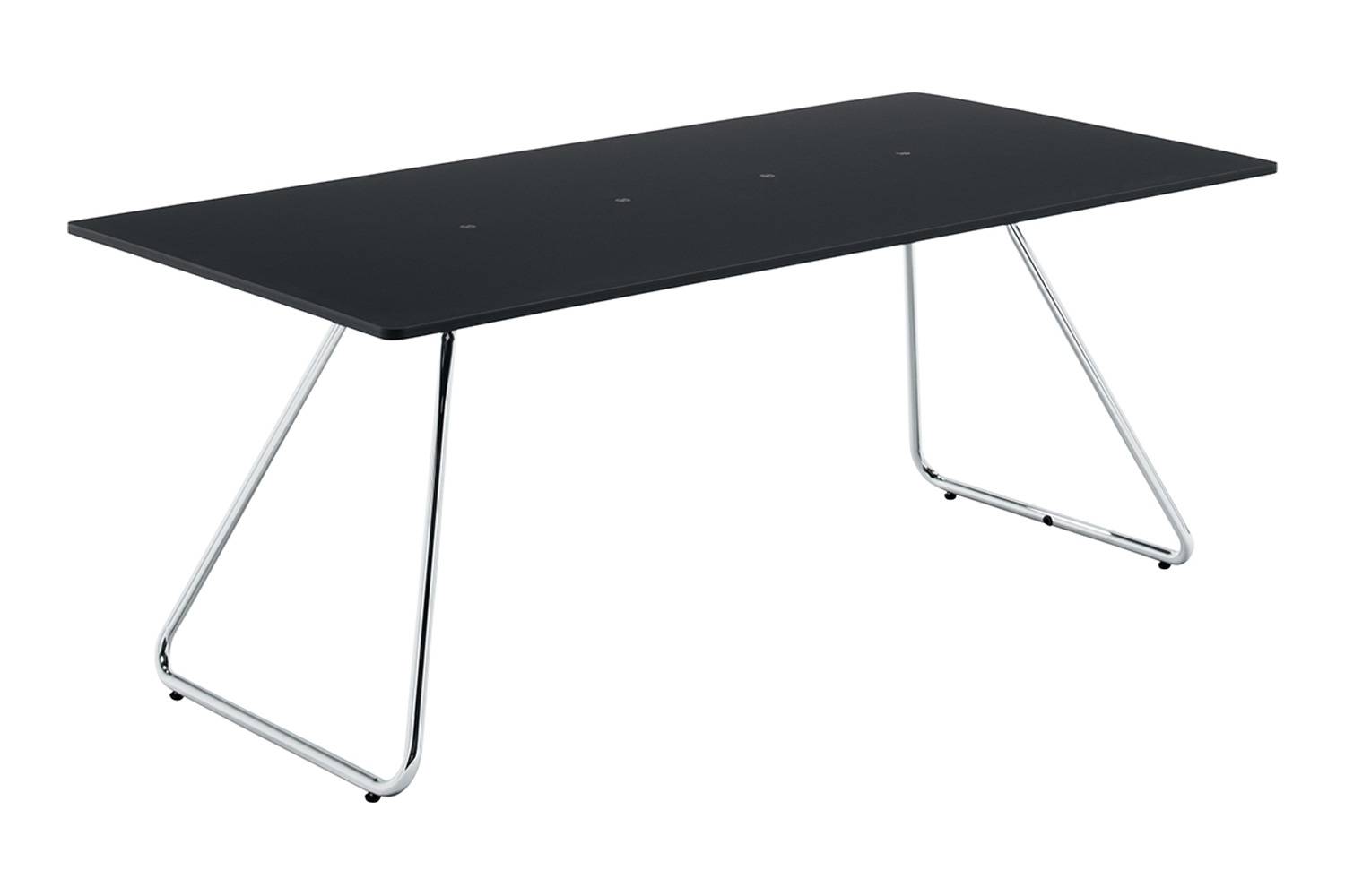 アイプラス 006: ミーティングテーブル 180cm 天板：ブラック / フレーム：クローム