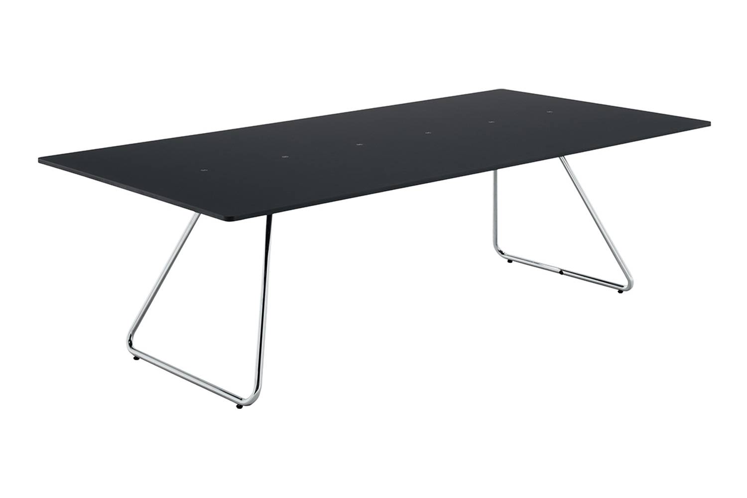 アイプラス 006: ミーティングテーブル 240cm 天板：ブラック / フレーム：クローム