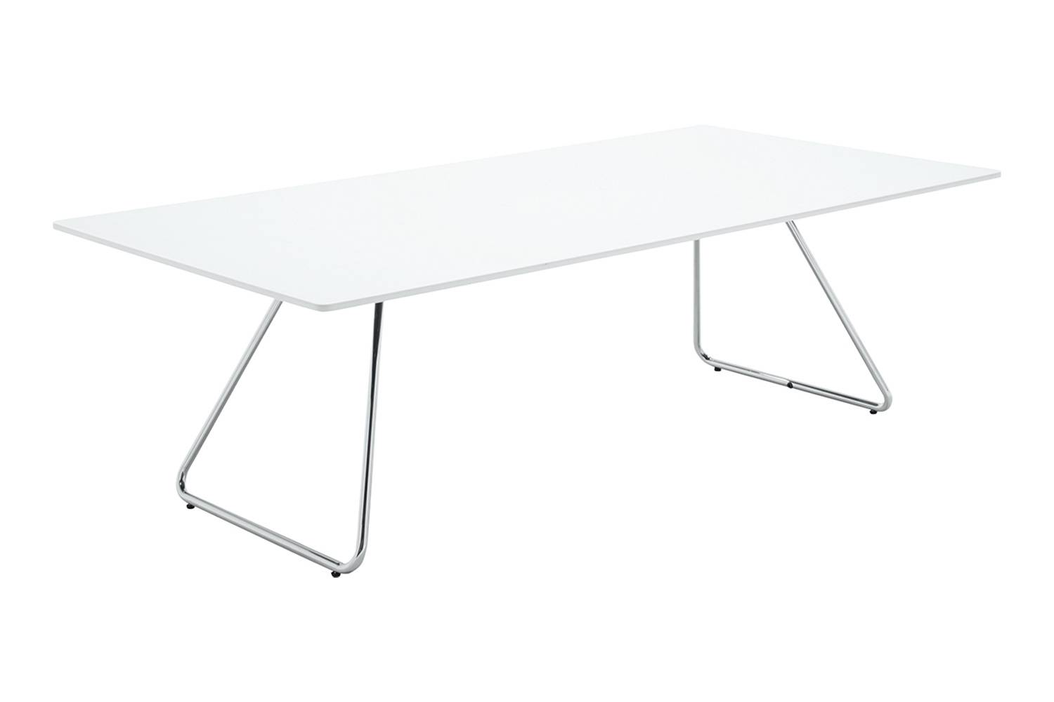 アイプラス 006: ミーティングテーブル 240cm 天板：ホワイト / フレーム：クローム