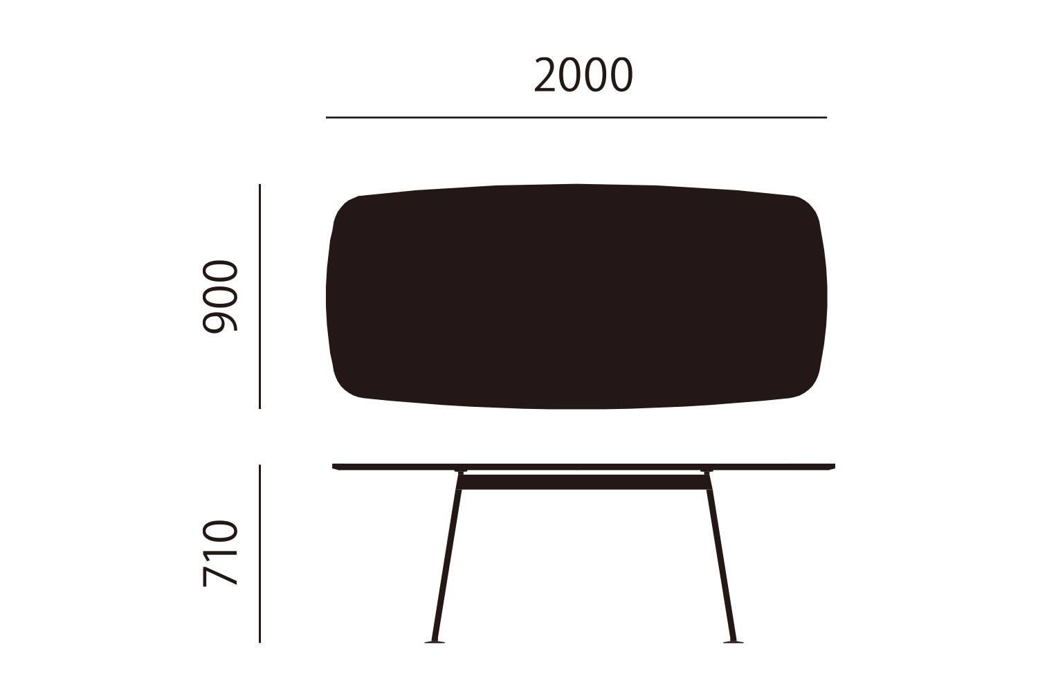 ノル スタジオ グラスホッパー ハイレクタングラーテーブル 横幅：200cm サイズ詳細