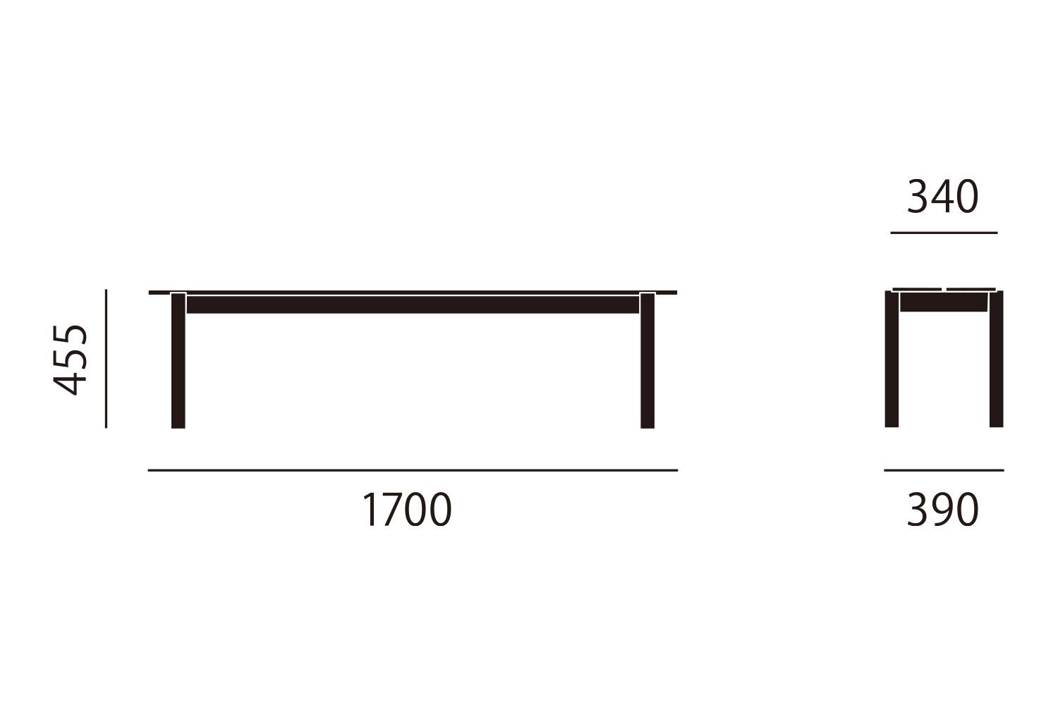 ムート リニアスチールベンチ 幅：170cm サイズ詳細