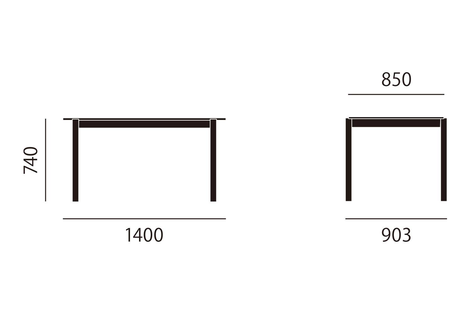 ムート リニアウッドテーブル 横幅：140cm サイズ詳細
