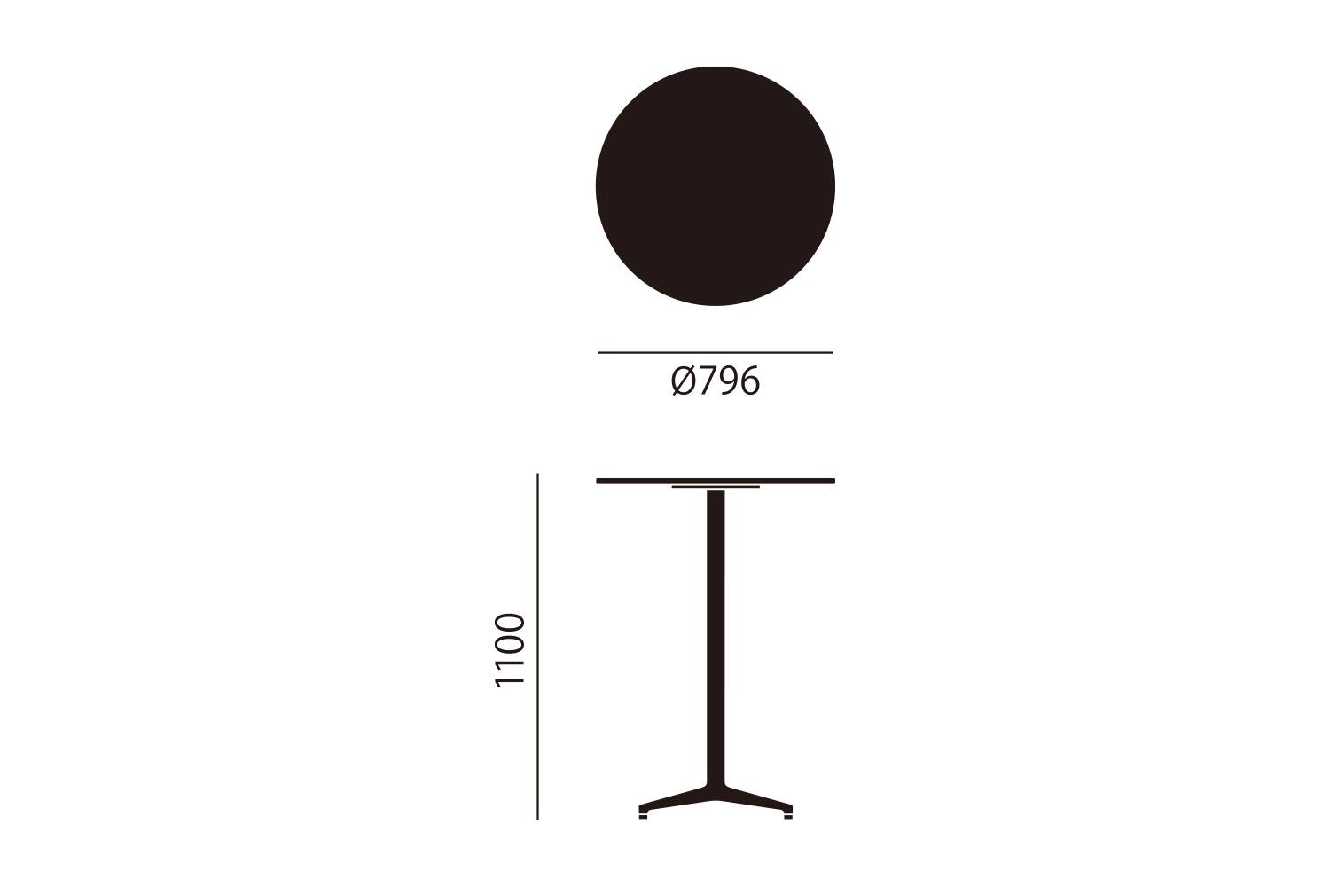 ヴィトラ ビストロ スタンドアップテーブル 直径：79.6cm サイズ詳細