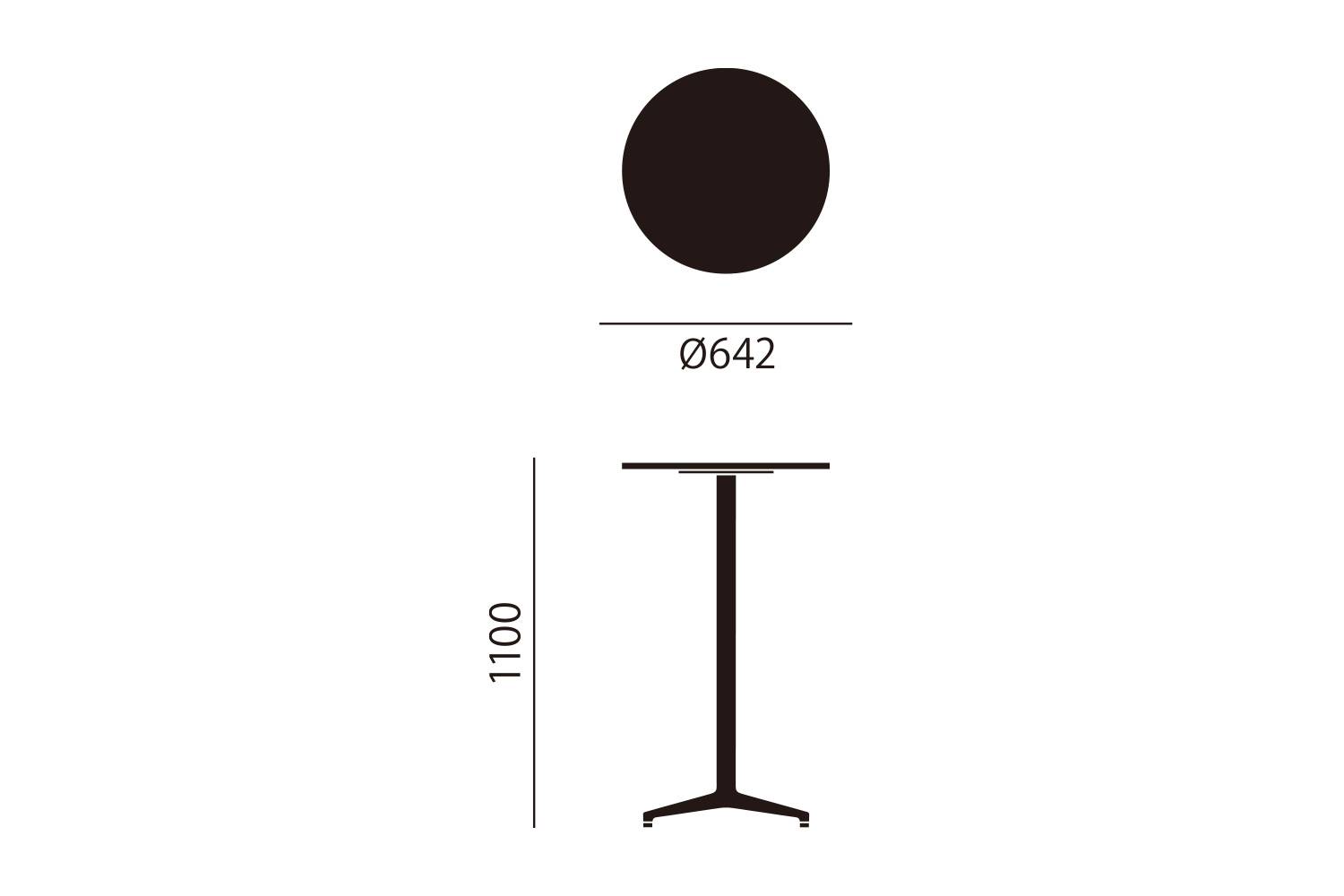 ヴィトラ ビストロ スタンドアップテーブル 直径：64.2cm サイズ詳細