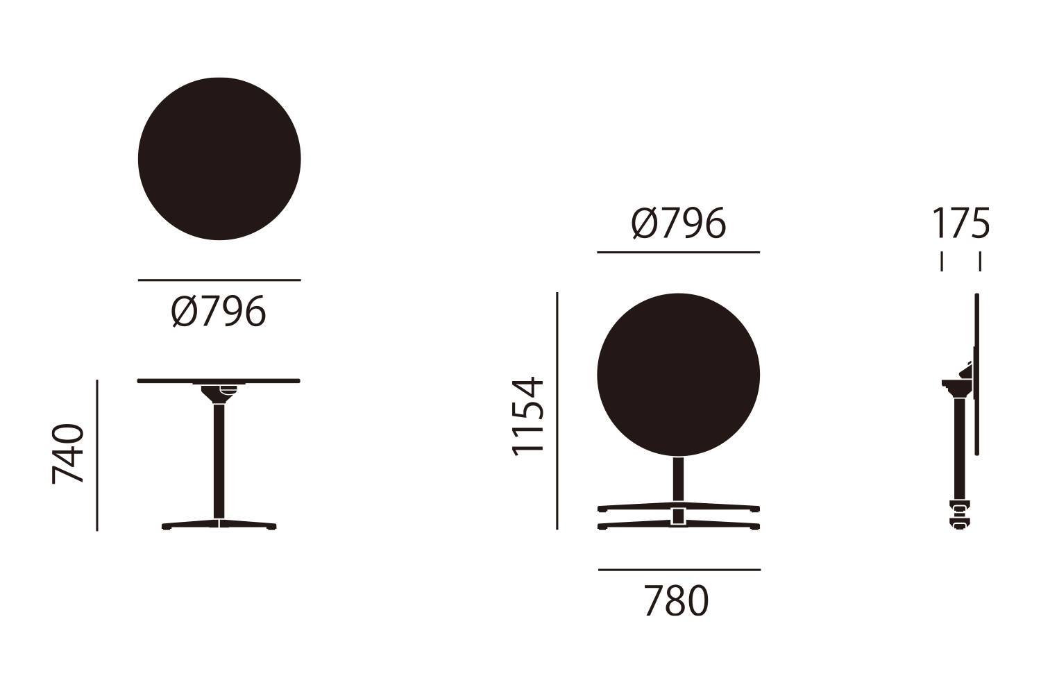 ヴィトラ スーパーフォールド テーブル 円形 サイズ詳細